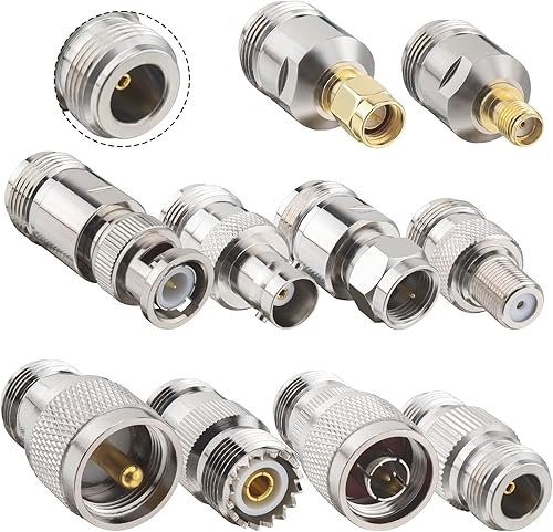 Miniatura 6 de Kit adaptador coaxial de RF tipo N enchufe hembra a tipo N Tipo F UHF BNC SMA macho hembra BNC SMA Jack a N Tipo WiFi Antena convertidor de radio