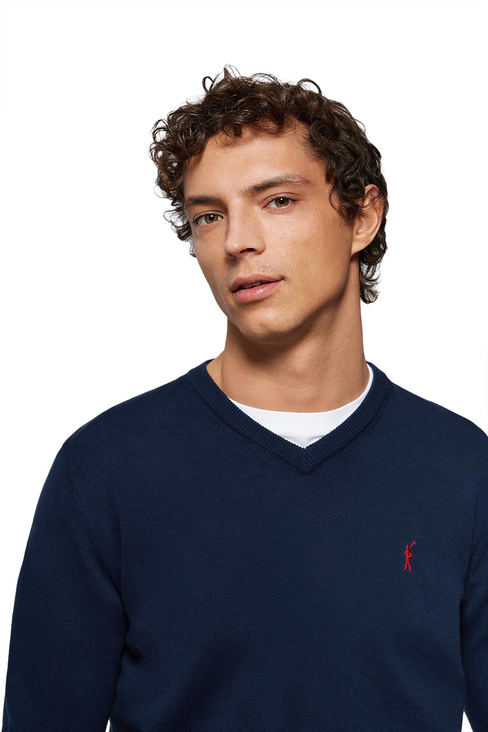 Polo Club Maglione Scollo a V Maniche Lunghe Uomo Maglioni Pullover V-Neck 100% Cotone