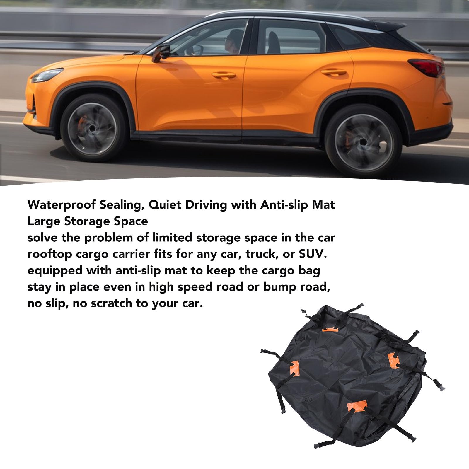 Bolsa Impermeable para el Techo del Coche, Espaciosa Bolsa de Transporte de Carga en la Azotea, Diseño a Prueba de Viento, 44,1x34,3x17,3 Pulgadas para Viajes y Acampadas