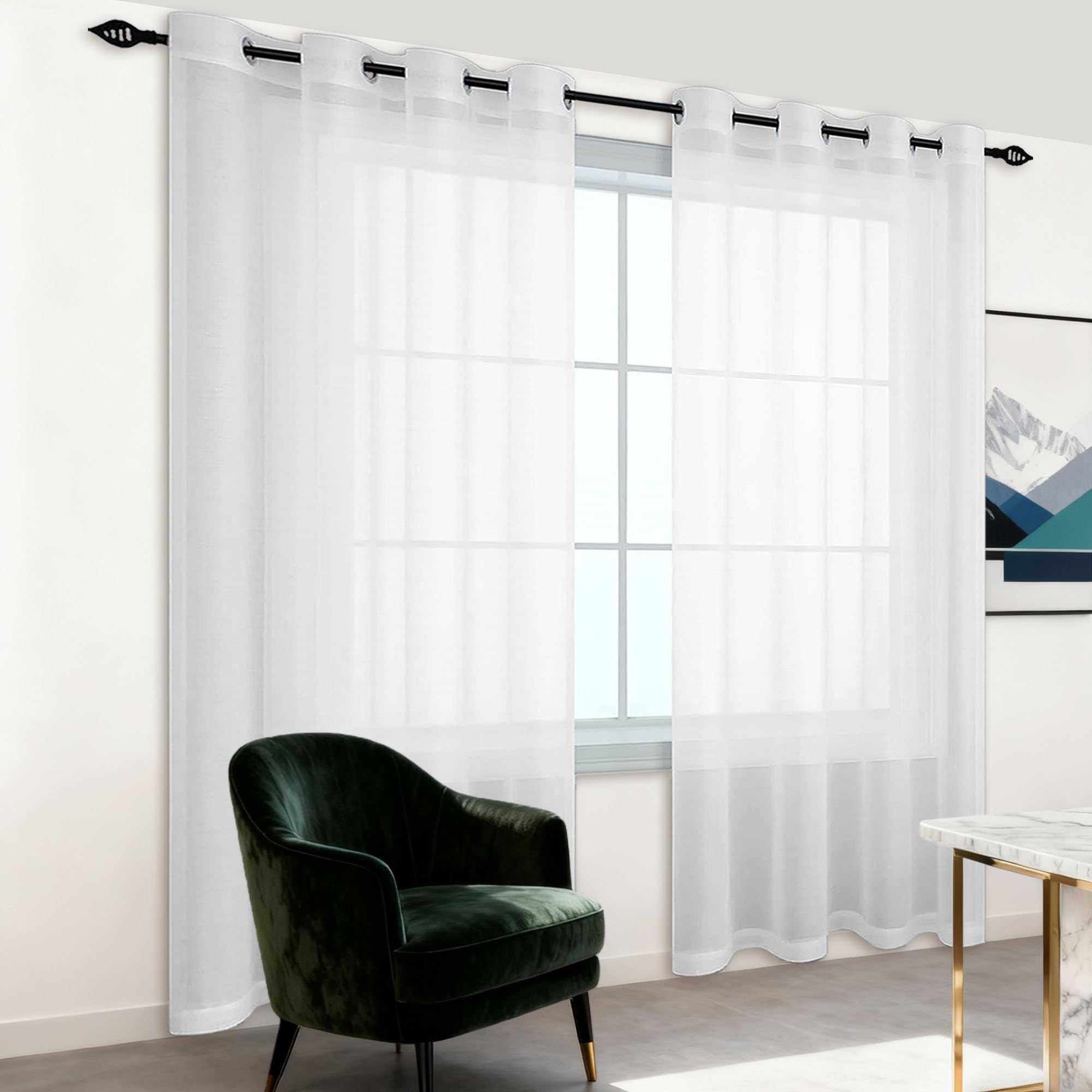 Tenda in Voile 200 x 320 cm Trasparenti Moderne con Occhielli Voile Moderne Eleganti per Finestre Camera da Letto Soggiorno Casa Moderna, Bianco