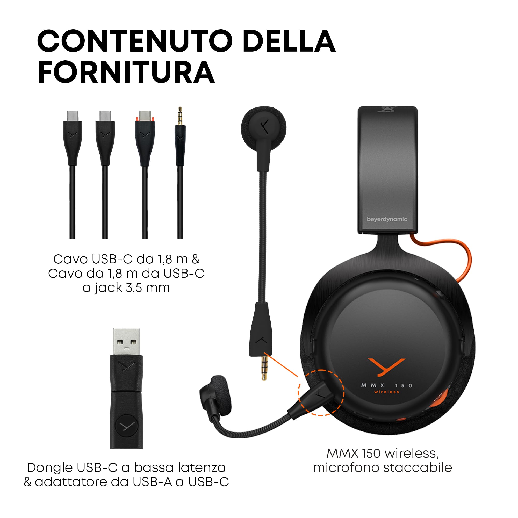 beyerdynamic MMX 150 Wireless - Cuffie da gaming wireless in bianco artico con personalizzazione del suono e cuscinetti auricolari in velluto