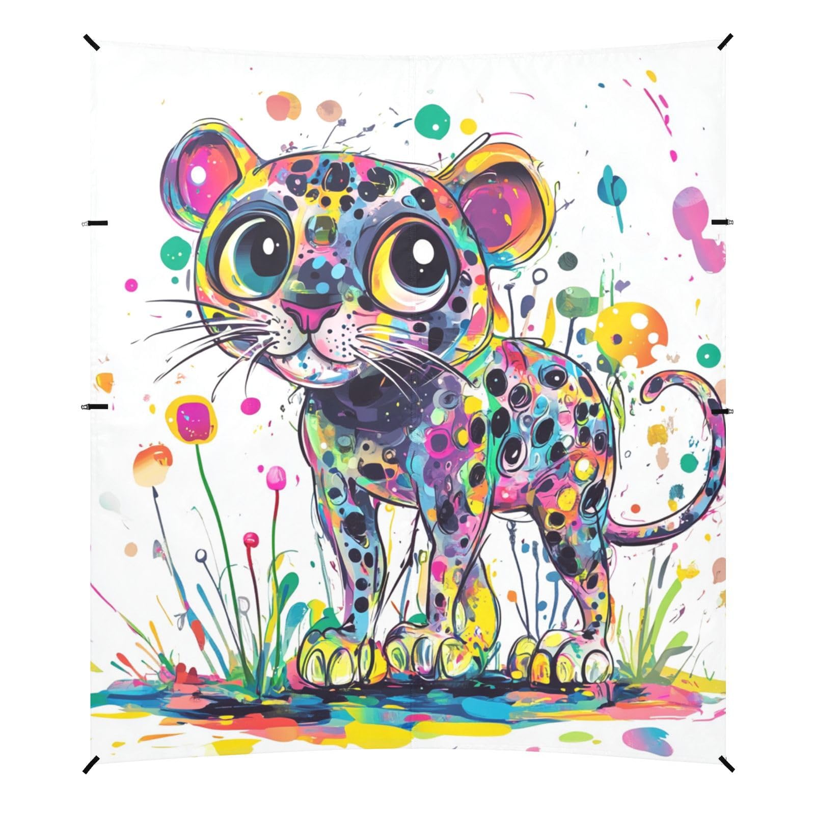 Funny Leopard Beach Cabana Tent UPF50 Lightweight Portable Sun Shelter with Sand Shovel, Sandbags for Backyard and Camping