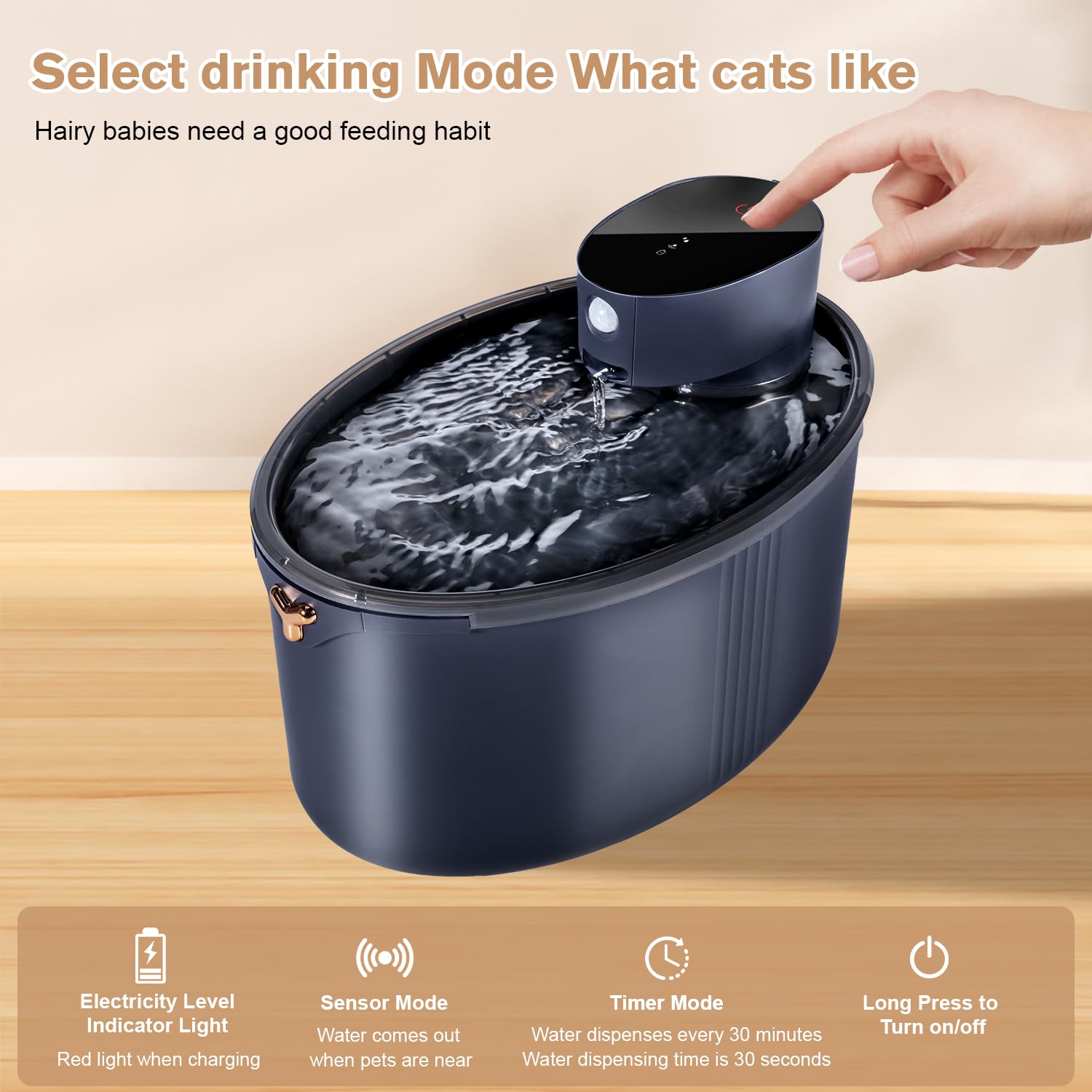 Fontanella per Gatti senza Fili 2,5L Fontana per Gatti Super Silenziosa 4000 mAh Fontanella Gatti Batteria Fontanella Gatto con Sensore di Movimento Dispenser Acqua Gatti Ricaricabile -senza BPA, Nero
