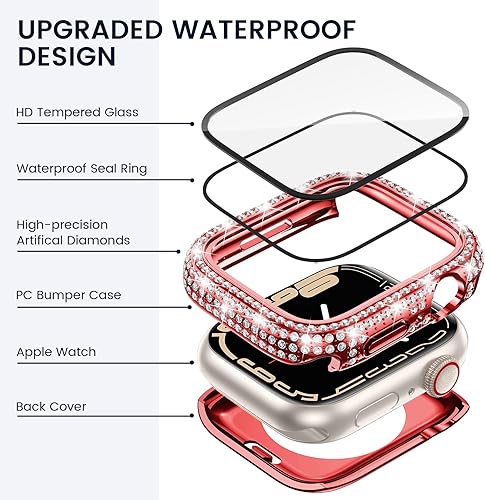 Vista 86 de Tensea Funda protectora de pantalla impermeable para Apple Watch 2 en 1 de 1.575 pulgadas SE 3ª/SE 2ª generación, accesorios SE/Series 6/5/4