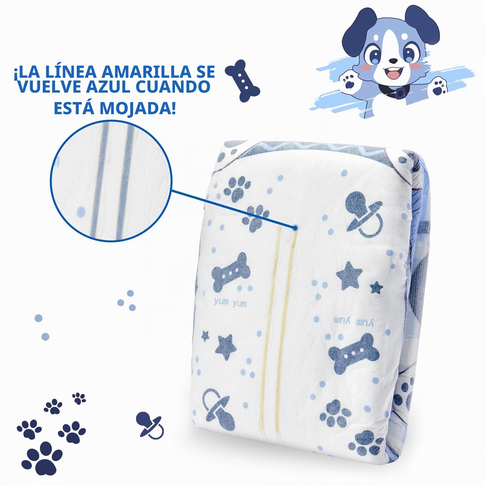LittleForBig Cierre de Gancho y Bucle Ajustable Pañal Impreso Adultos Dorso de Tela 10 Piezas - Azul Pequeño BabyFur (Medium 71-96 cm)