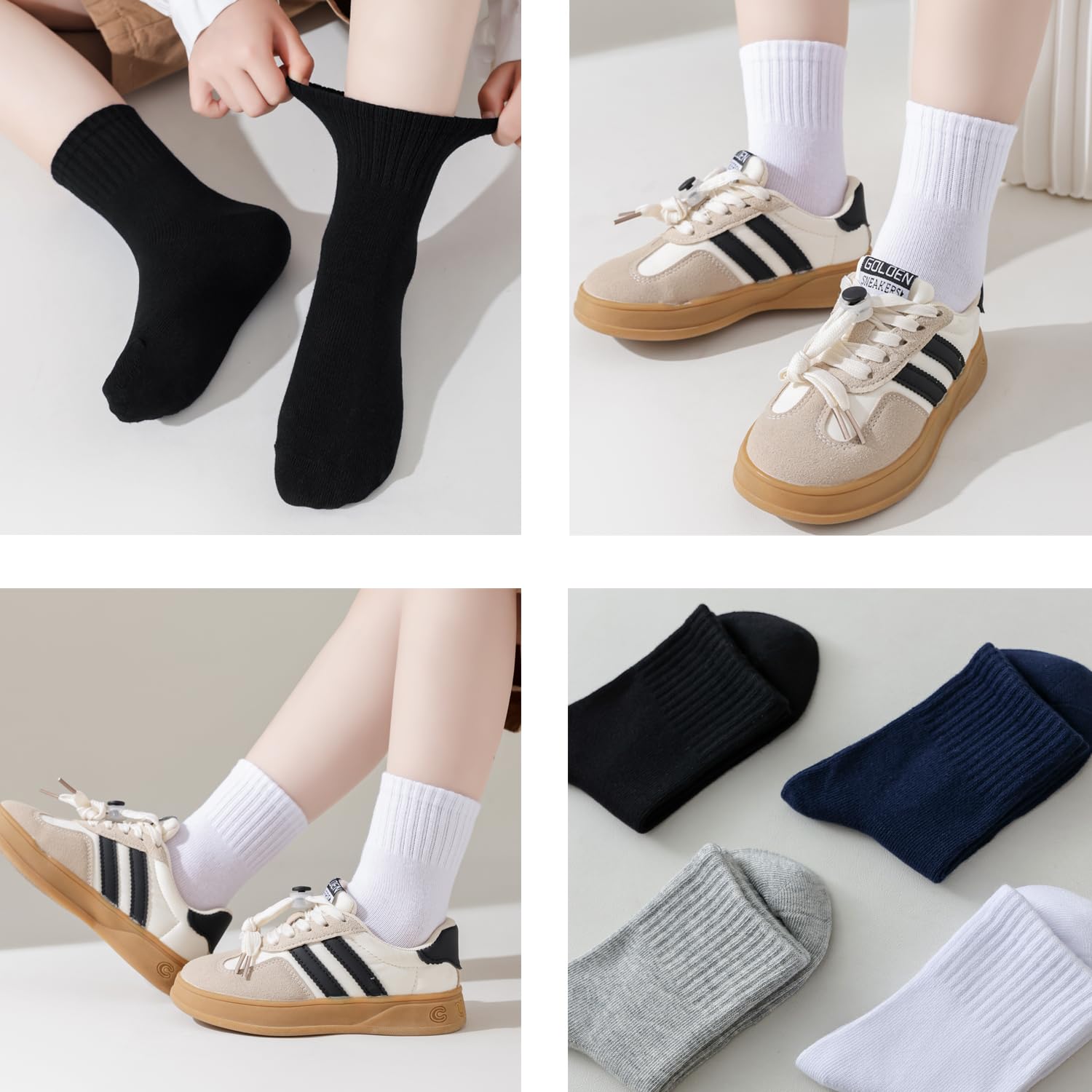 Marchare Lot de 6 paires de chaussettes sans couture pour enfants en coton avec rayures rétro