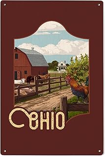 Lantern Press 6x9 Inch Wood Sign, Ready to Hang Wall Decor, Ohio, Barnyard Scene,