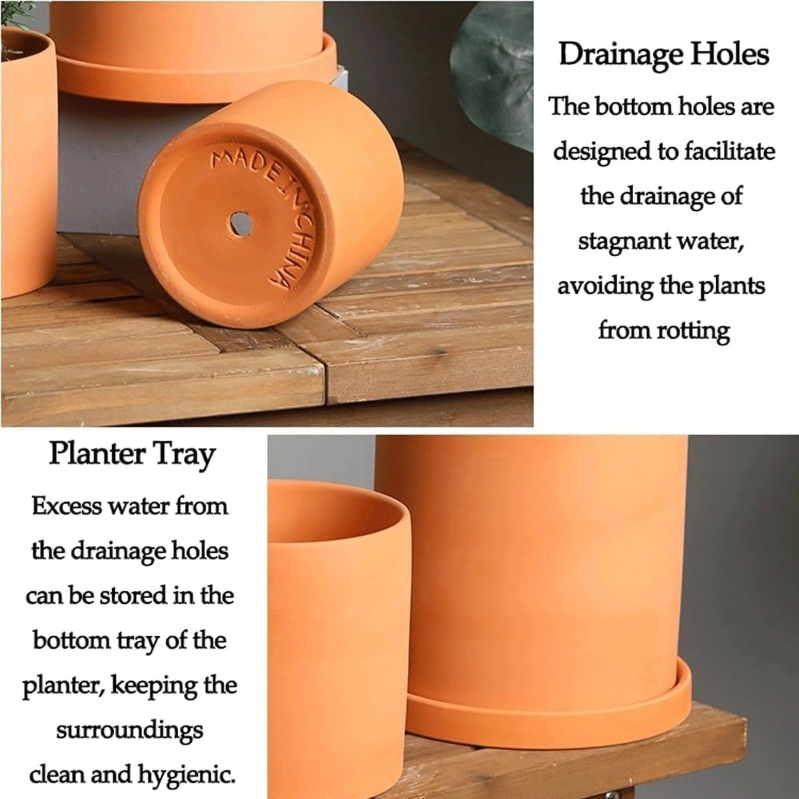 Doniczki na rośliny Doniczki ceramiczne do roślin, stojak na doniczki do storczyków Prezenty dla miłośników roślin(Trays-B)