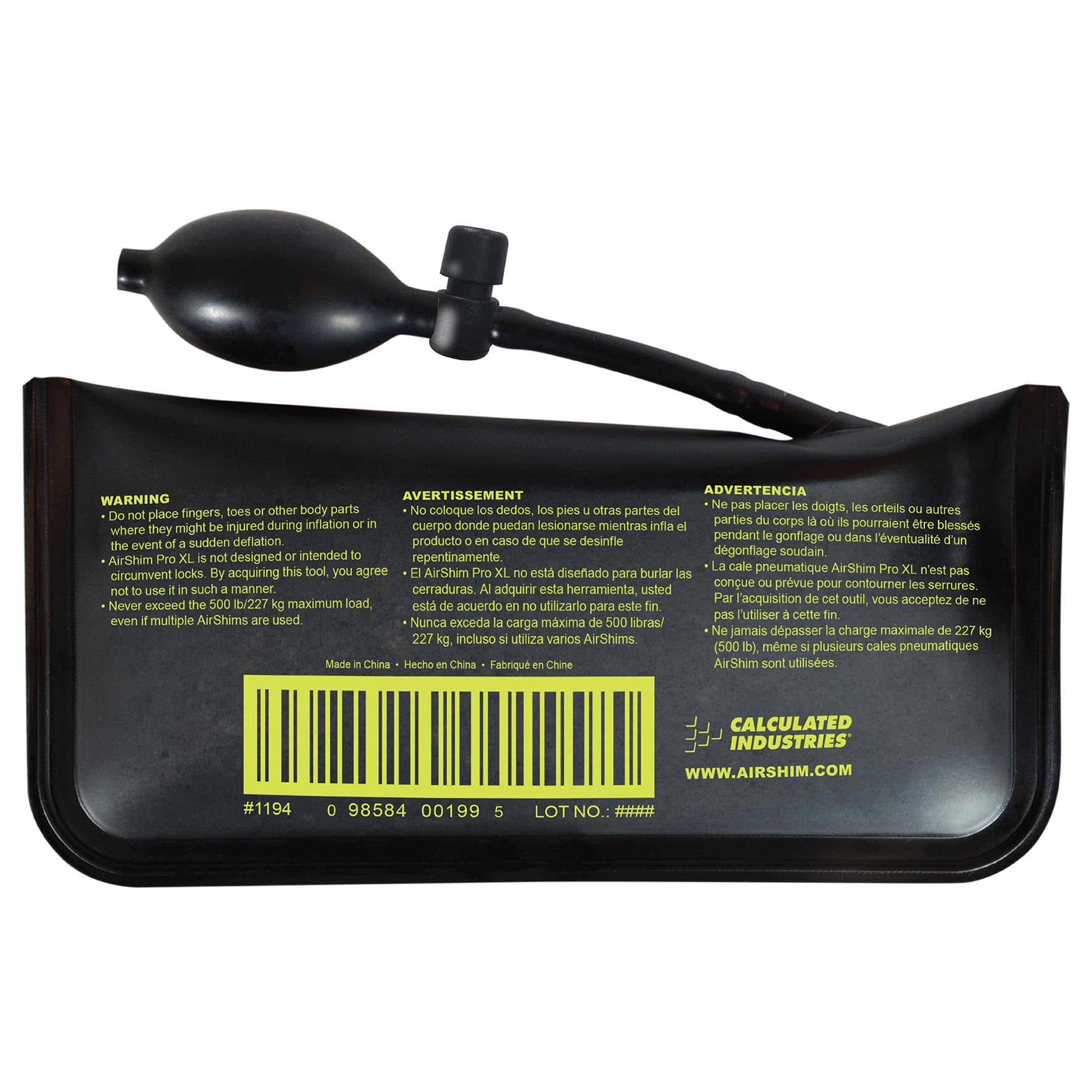 Calculated Industries 1194 AirShim Pro XL Barra de Palanca Inflable y Herramienta de Nivelación, Certificado para Soportar 225 Kgs