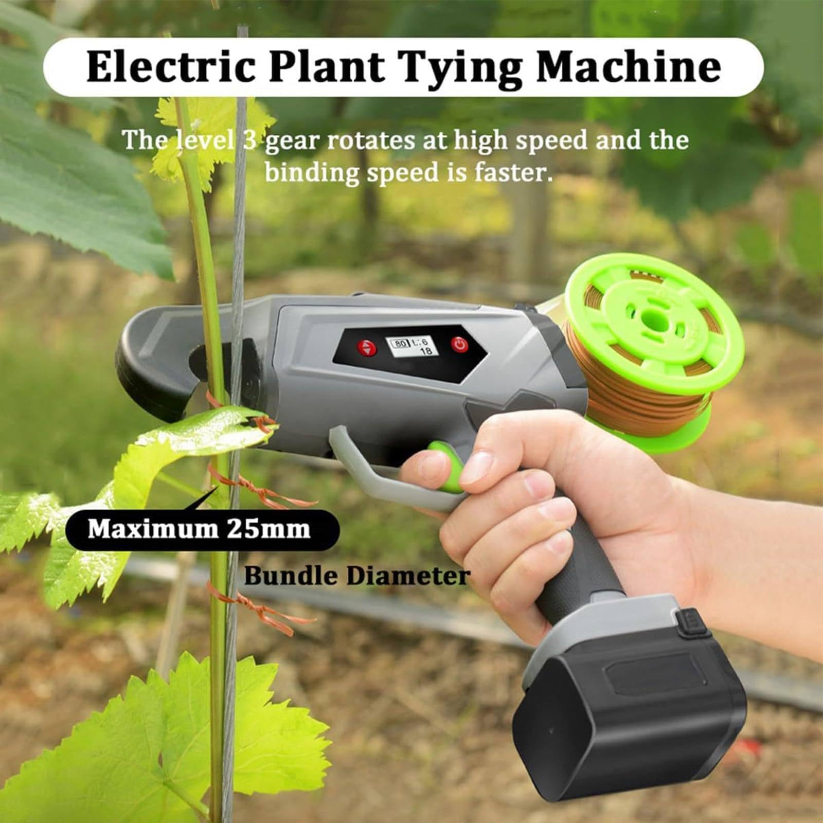 Máquina atadora de Plantas eléctrica, máquina atadora de Tomates, máquina atadora de viñas Recargable, máquina atadora de Tomates para Frutas, Verduras y Flores.