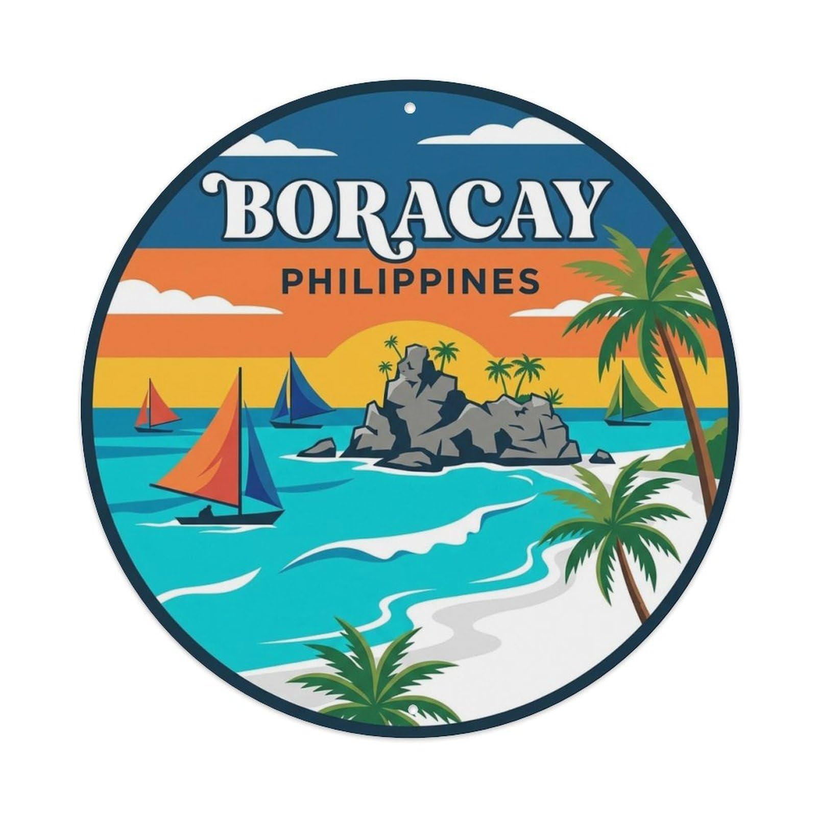 Boracay Philippines Vintage Island Travel Landmark Metal Tin Sign