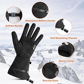 Heated Glove Liners, Upgraded Winter Gloves for Men Women Rechargeable Battery Electric Thermal Thin Gloves Windproof for Skiing Snowboarding Hiking Cycling Hunting