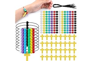 Bible Crafts for Kids: Religious Wristband Craft Kit with Cross Beads and VBS Supplies