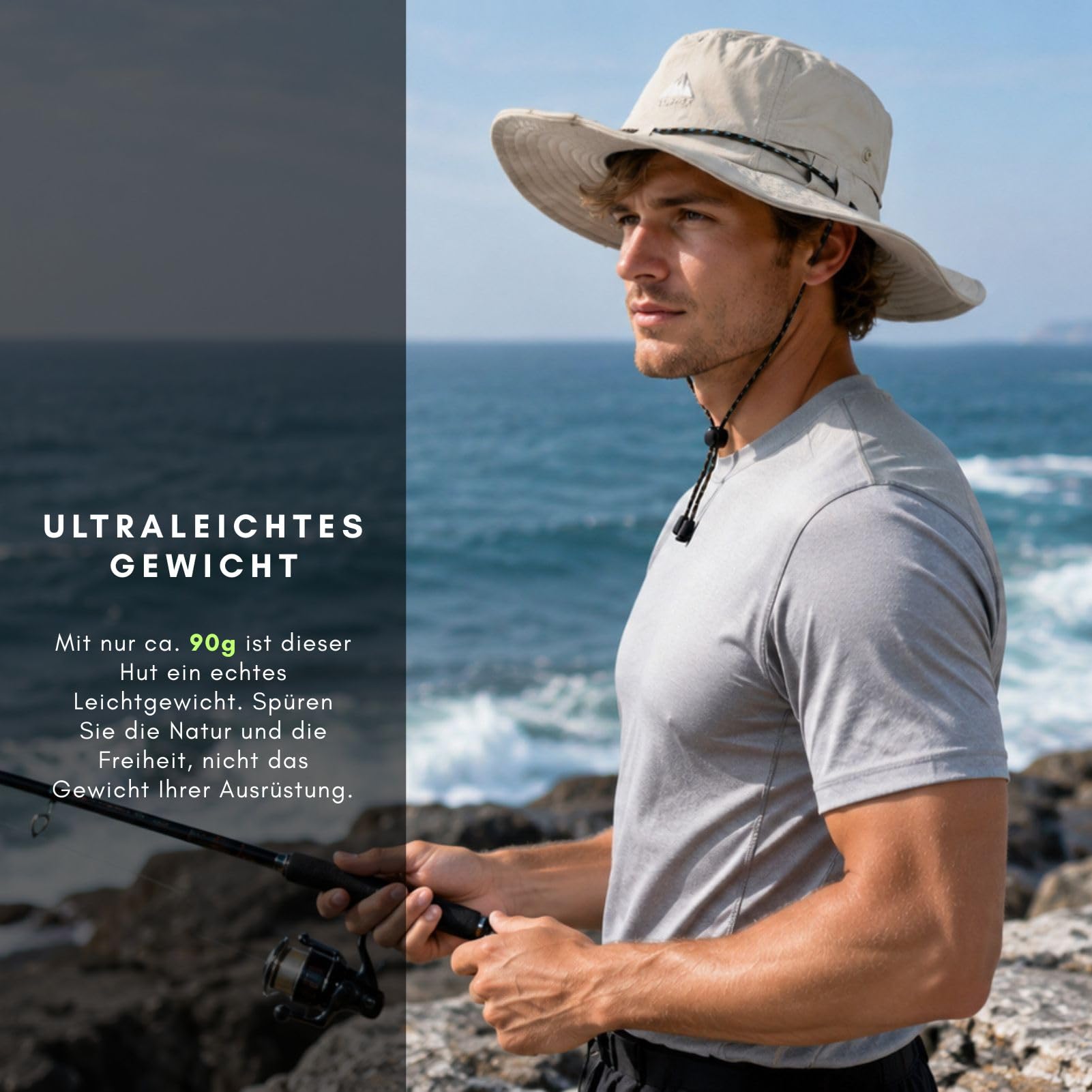 TOP-EX Chapeau de soleil imperméable pour homme et femme avec protection UV UPF 50, respirant, pour la randonnée, la pêche, réglable, pliable, grande tête
