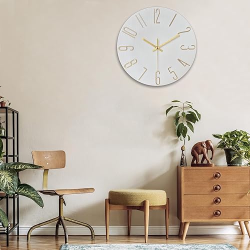 Miniatura 7 de AIRUIFU Reloj de pared de 12 pulgadas, silencioso sin tictac, funciona con pilas, analógico, pequeño, clásico, para oficina, hogar, baño, cocina,