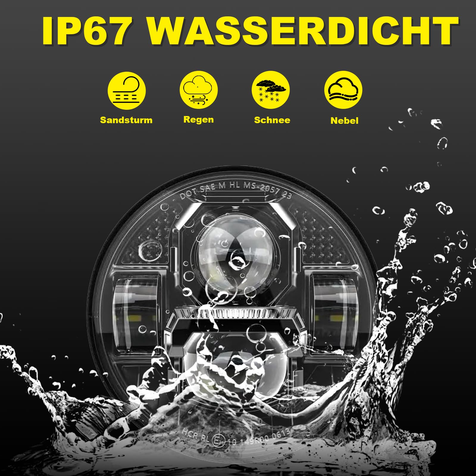 5,75 zoll Led Motorrad Scheinwerfer e-geprüft für Harley Davidson Dyna Street Bob Super Wide Glide Low Rider Night Rod Train Sportster Iron 883 Indian Scout Triumph