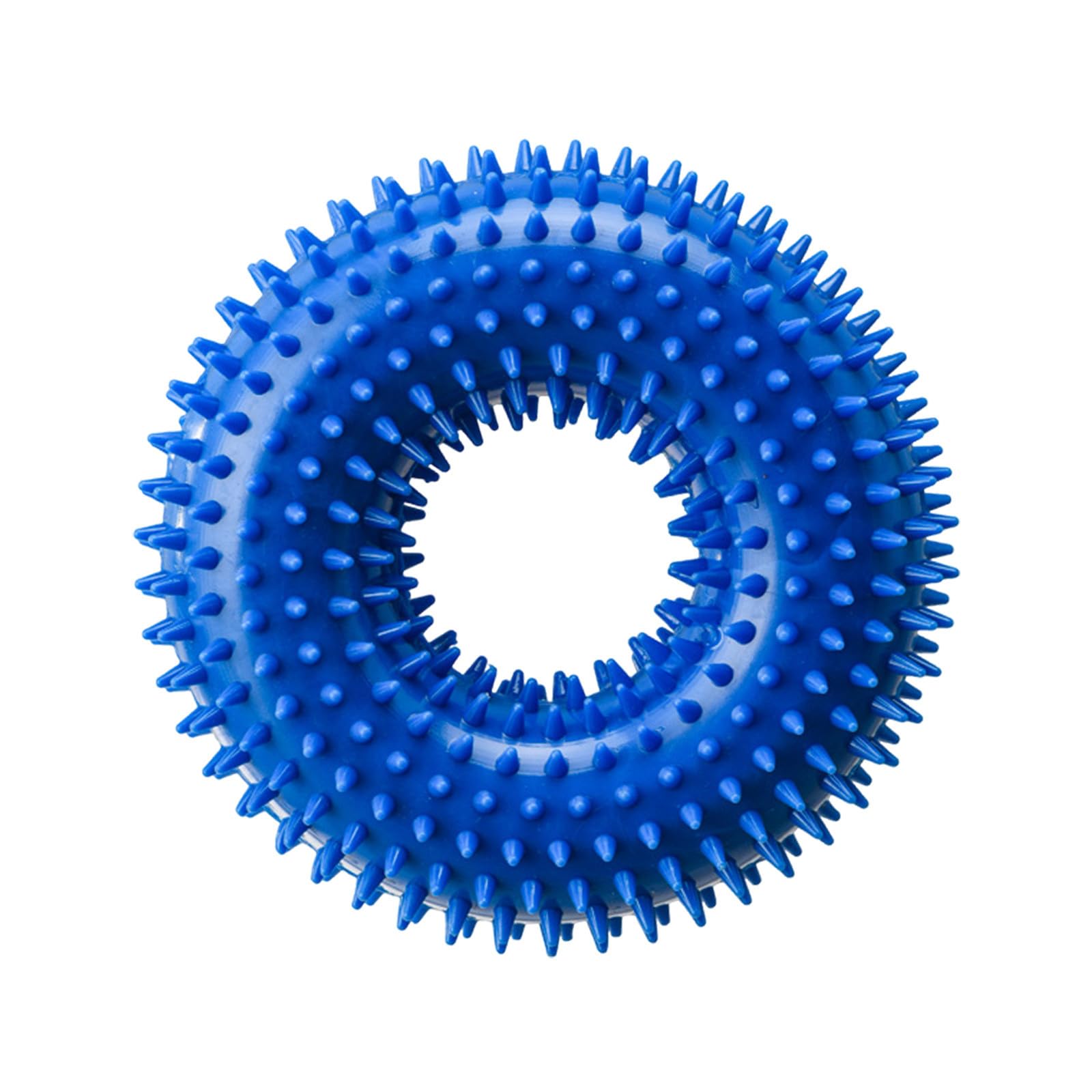 Durable TPR Dog Chew Toy Spiky Ring for Aggressive Chewers Interactive Teeth Cleaning Puppy Teething Indoor Outdoor Pet Play (Blue, 13cm)