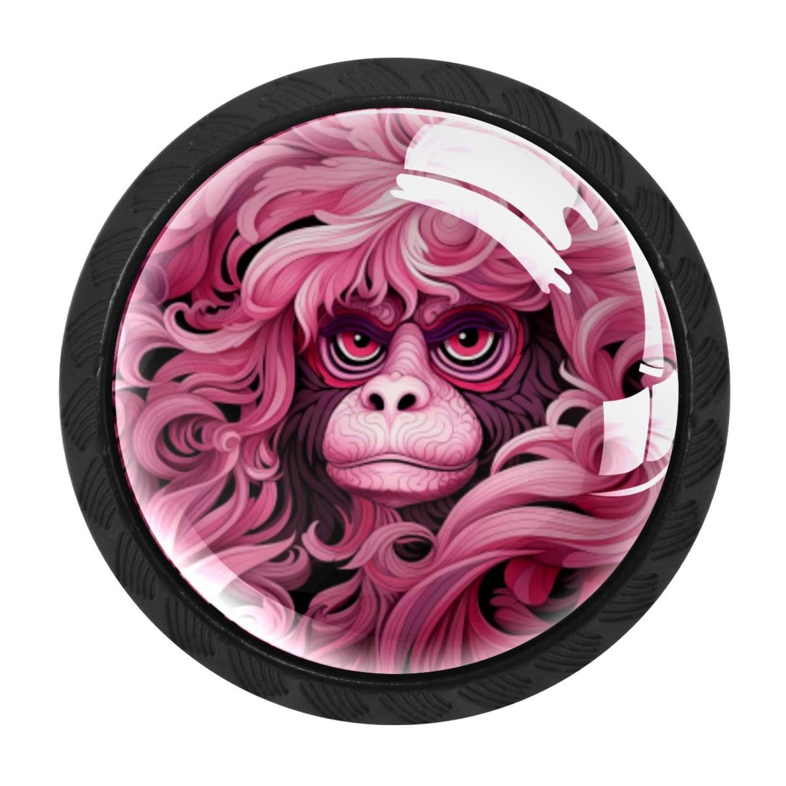 Chenzzzz Multicolored 03 4 Pcs Pink Monkey Orangutan Cabinet Knobs Crystal Drawer Pulls For Kitchen, Bathroom Cabinet, Dresser And Cupboard