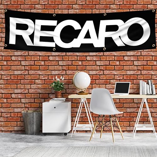 Miniatura 2 de ENMOON Bandera de asientos de automovilismo (2 x 8 pies, poliéster 150D) para decoración de pared de garaje