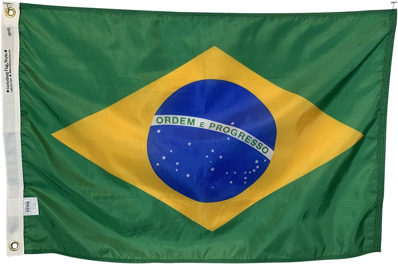 12x18" Brazil Boat Flag - Durable All Weather Nylon with Header & Grommets - Made In the USA