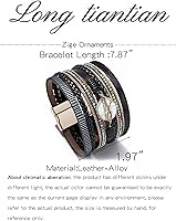 Vista 6 de Long tiantian Pulseras de cuero para mujer, pulseras bohemias, pulseras de cuero para mujer, pulseras apilables de varias capas, joyería occidental