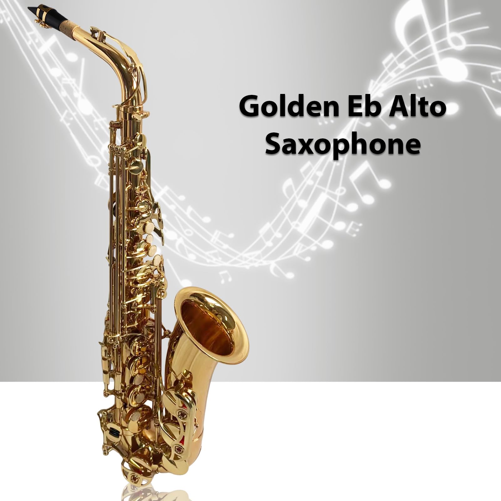 Sassofono Contralto, Mi Bemolle Sassofono Tenore Studente Saxofon Lacca Dorata Sax Contralto per Principianti con Custodia, Spazzola, Panno per la Pulizia, Tracolla per Sassofono