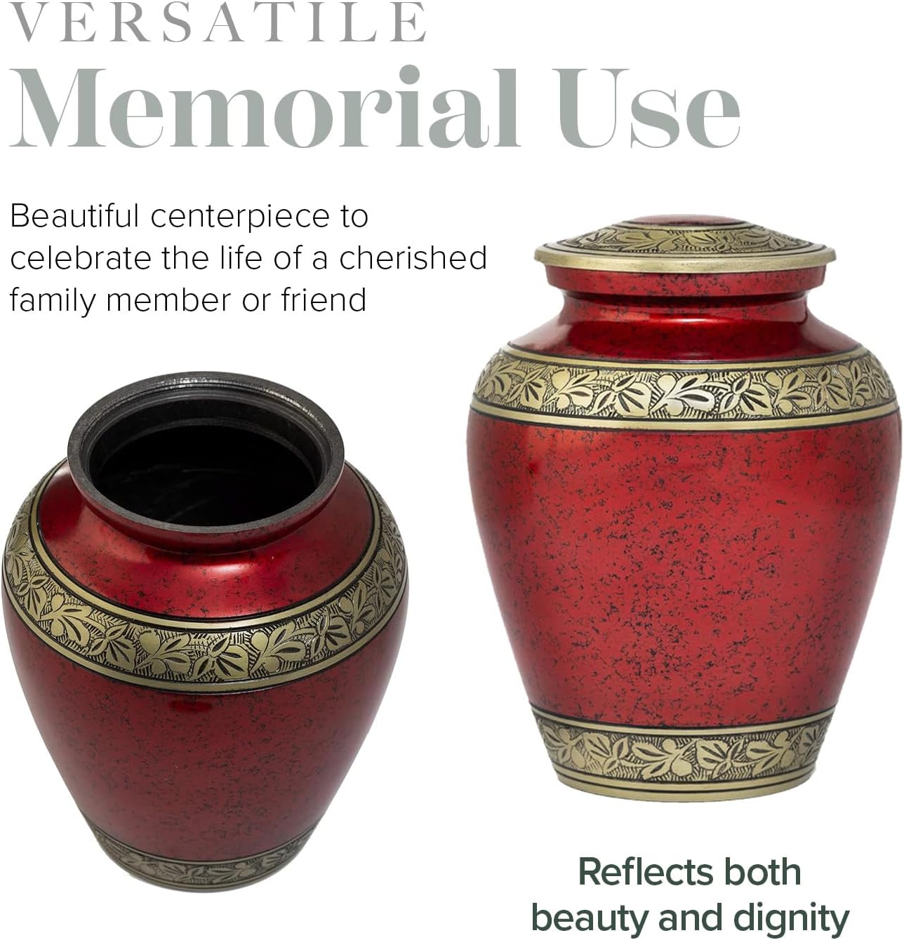 Eternal Harmony Large Urn for Ashes, Adult Male & Female Cremation Urn for Human Ashes with Elegant Finishes, Secure Seal & Velvet Bag, Funeral Vase for Men & Women Up to 200 lbs