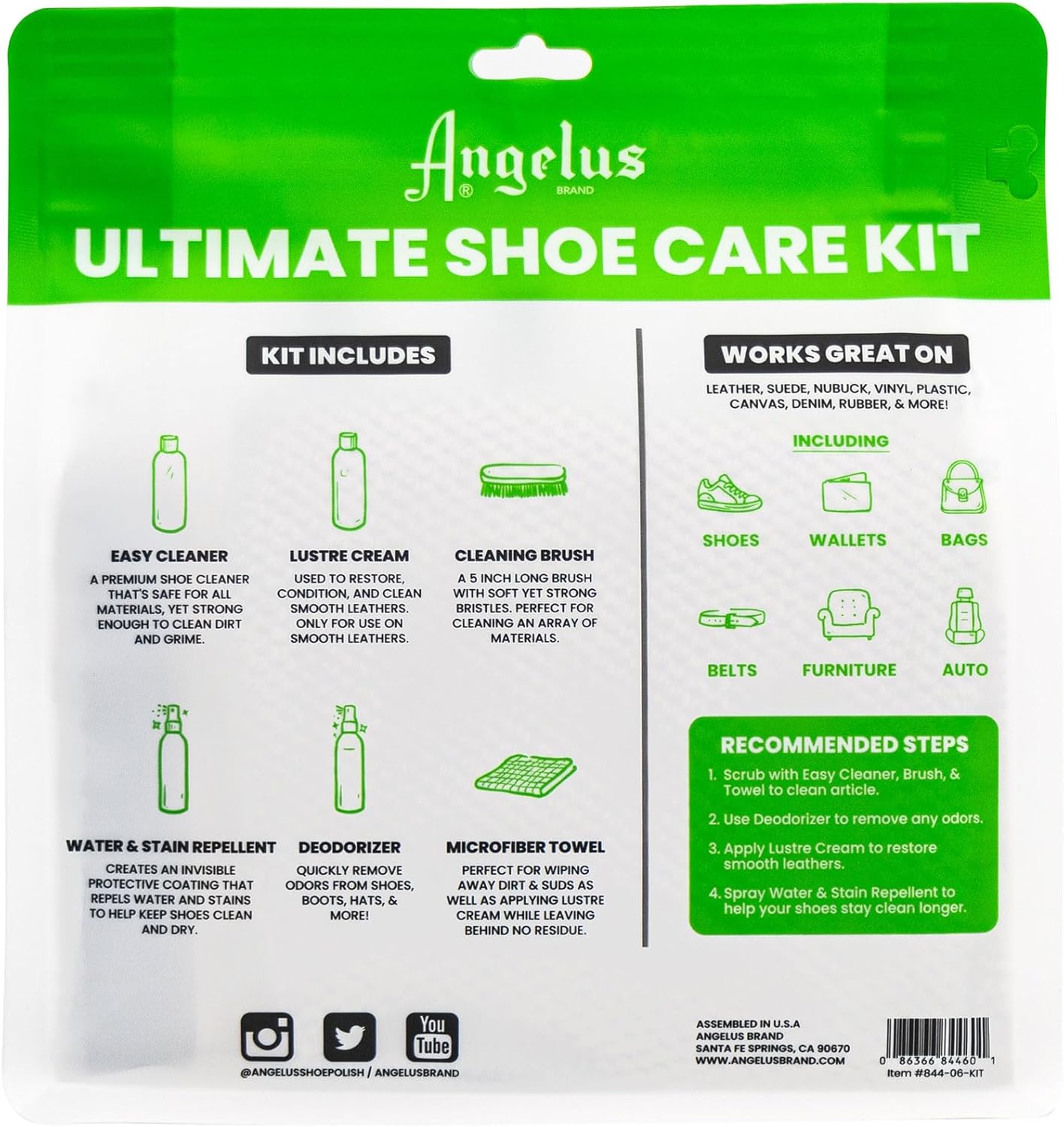 Angelus Sneaker Cleaning Kit | Shoe Cleaner Set for Sneakers, Boots, Leather, Suede | Complete Shoe Care Kit