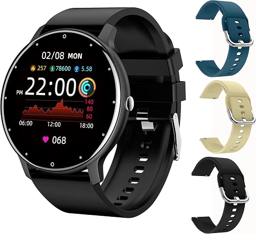 Amazon.com: Canmix ZL02 Smartwatch para hombres y mujeres, banda deportiva,  sueño, monitor de ritmo cardíaco, impermeable, Bluetooth, para iOS y  Android (reloj1 con 3 correas) : Electrónica