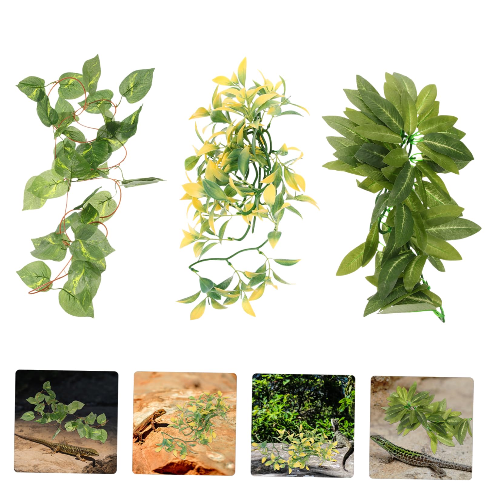 Toyvian 3 Ensembles Fausses Plantes Vignes pour Aquarium Terrarium Décorations pour Reptiles Accessoires pour Habitat Naturel 3 Pièces * 3