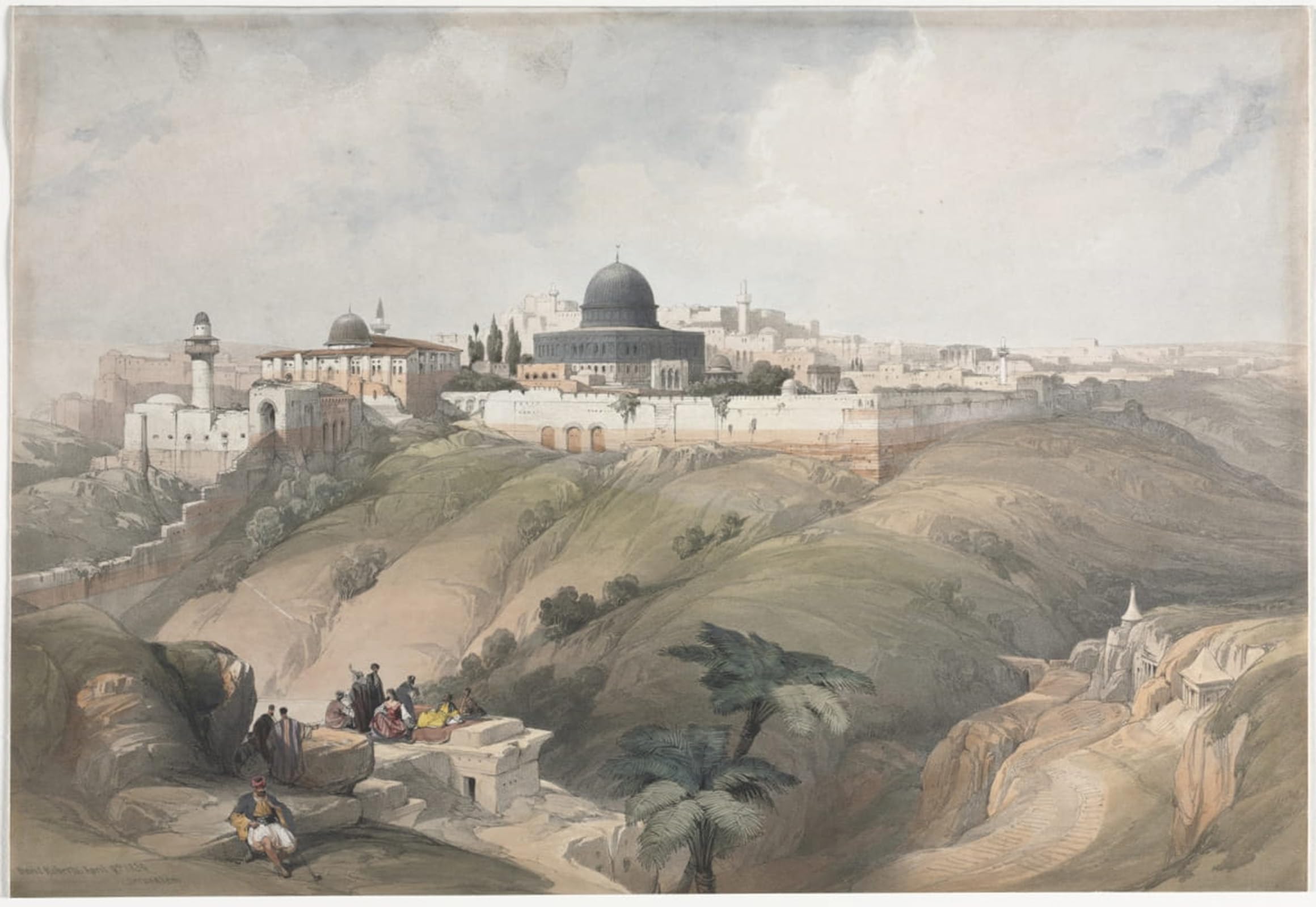 ARTXLXXBN Famous Painting Canvas Artwork Graffiti Print Jerusalem by David Roberts Portrait Canvas Image for Home Decor 60x90cm