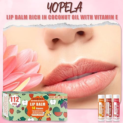 Miniatura 3 de YOPELA Paquete de 112 Bálsamo Labial Natural en Masa Hidratante con Vitamina E y Aceite de Coco - Hidratante, Humectante, Calmante y Reparador para