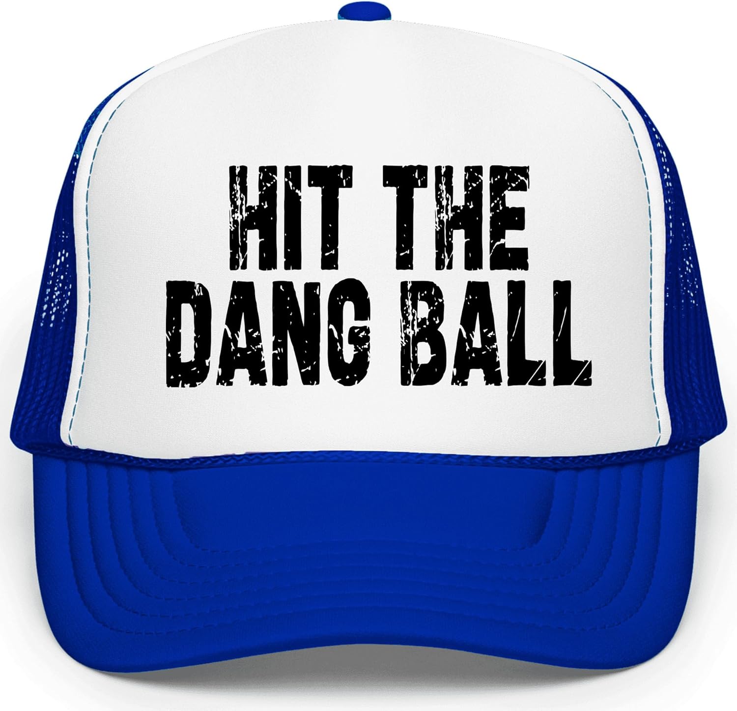 Hit The Dang Ball Trucker Hat for Women Sporty Baseball Foam Front Classic 5 Panel Mesh Snapback