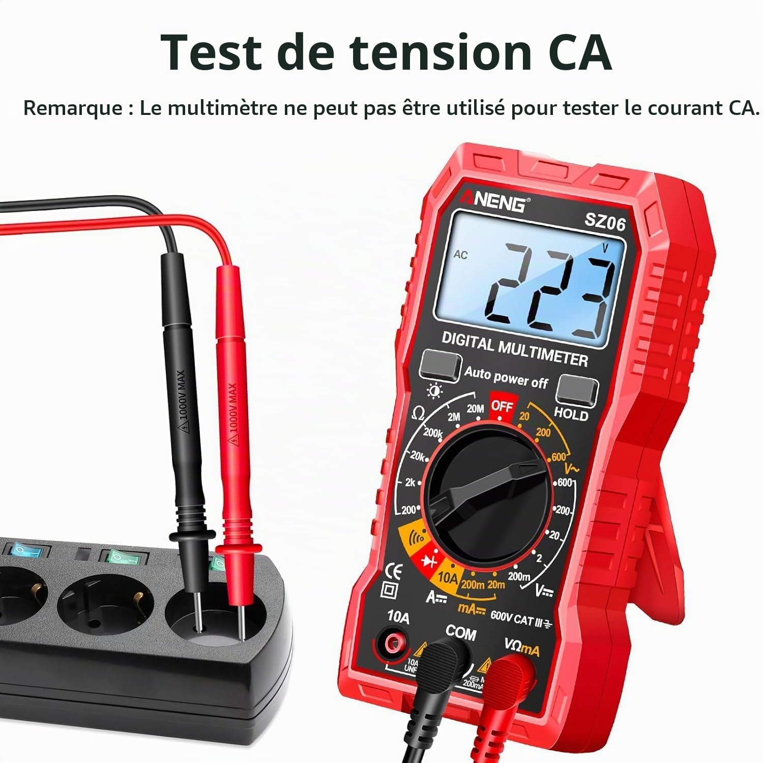 ANENG Multimètre Numérique SZ06,Ampèremètre Ohm Automatique,Tension AC/DC,Courant AC/DC,Résistance,Diode,Buzzer,Outil électrique Portatif