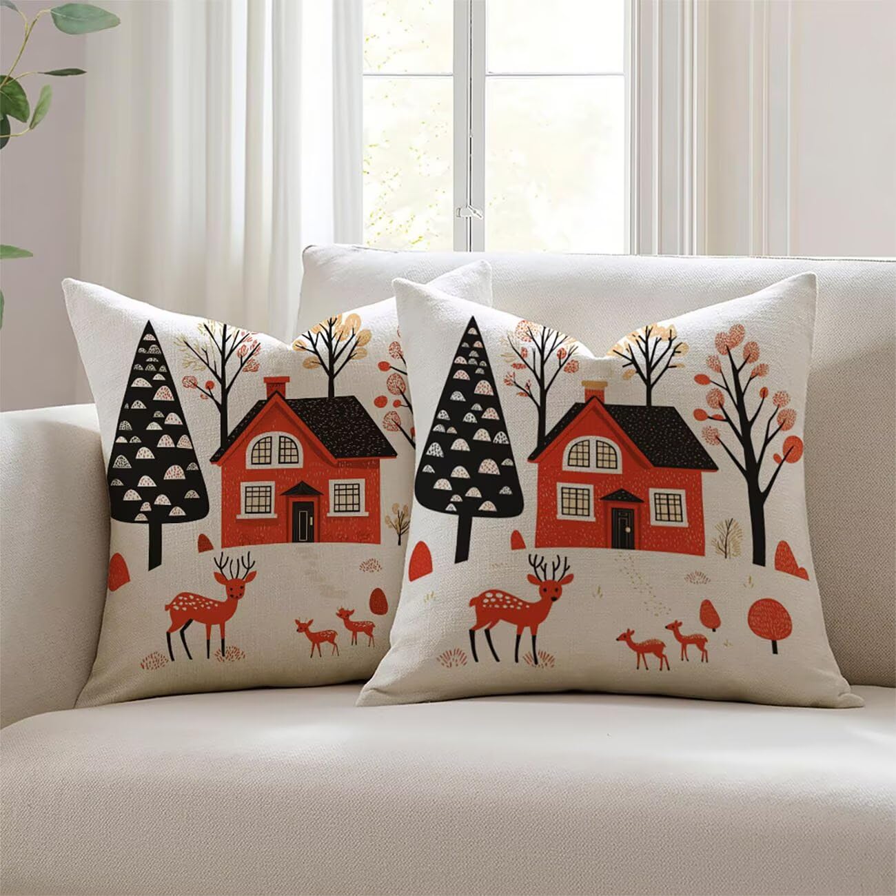 Housse de coussin 24x24inch Lejnlnng lot de 2 imperméables pour salon de jardin en lin déperlant