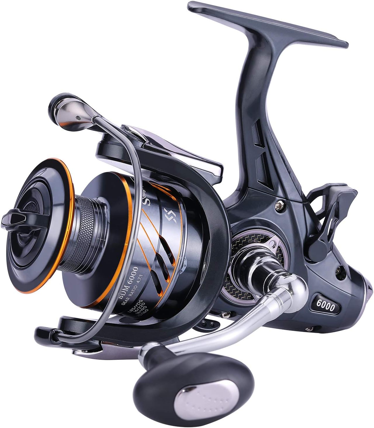 Sougayilang Carp Fishing Reel - 5+1 BB, Carbon Fiber Baitfeeder, 28LB Max Drag (4000/6000 Series) for Freshwater & Saltwater, for Carp, Coarse