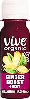Vive Organic Ginger Boost + Beet Wellness Shot - Organic Immunity Booster with Ginger, Beet, Lemon & Cayenne, 2 fl oz