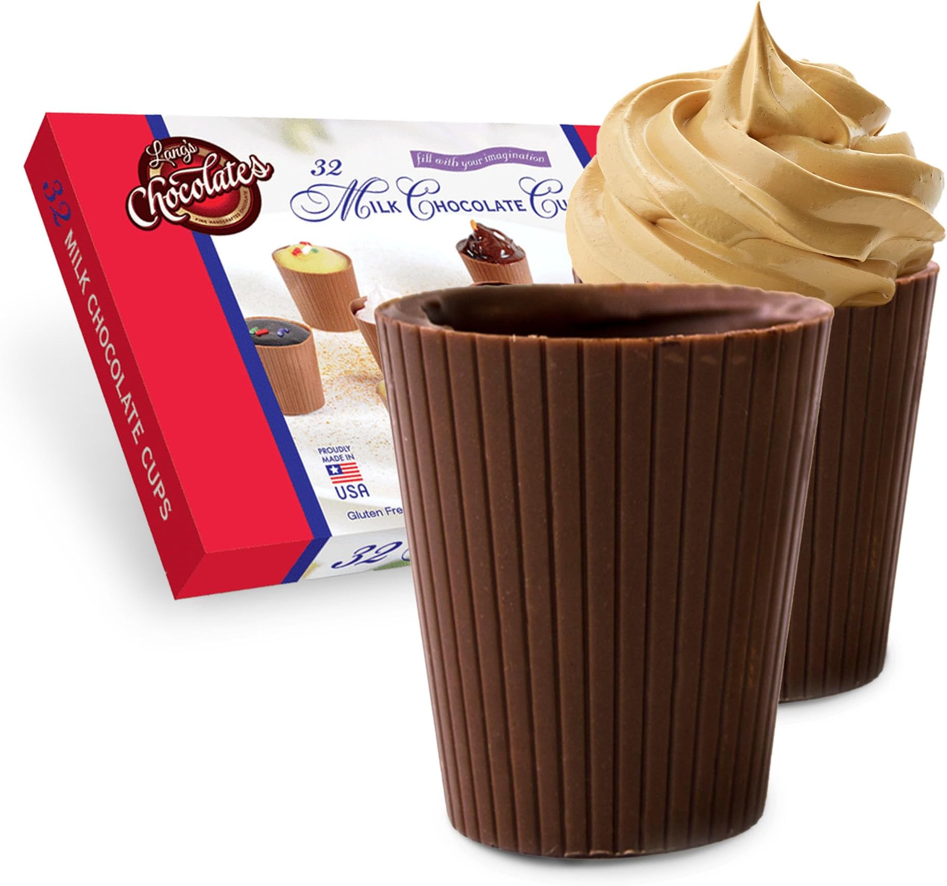 Lang’s Chocolates – Milk Chocolate Cups – Gluten-Free, Kosher Certified – Add Mousse, Dessert, or Liqueur – Perfect for Entertaining – 32 Count
