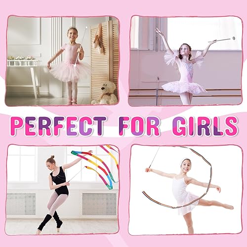 Miniatura 7 de Leyndo 4 Pieces Twirling and Marching Christmas Baton - Standard Stainless Steel Mini Shaft Rod with Rubberized Tips - Complete with Dance Ribbon