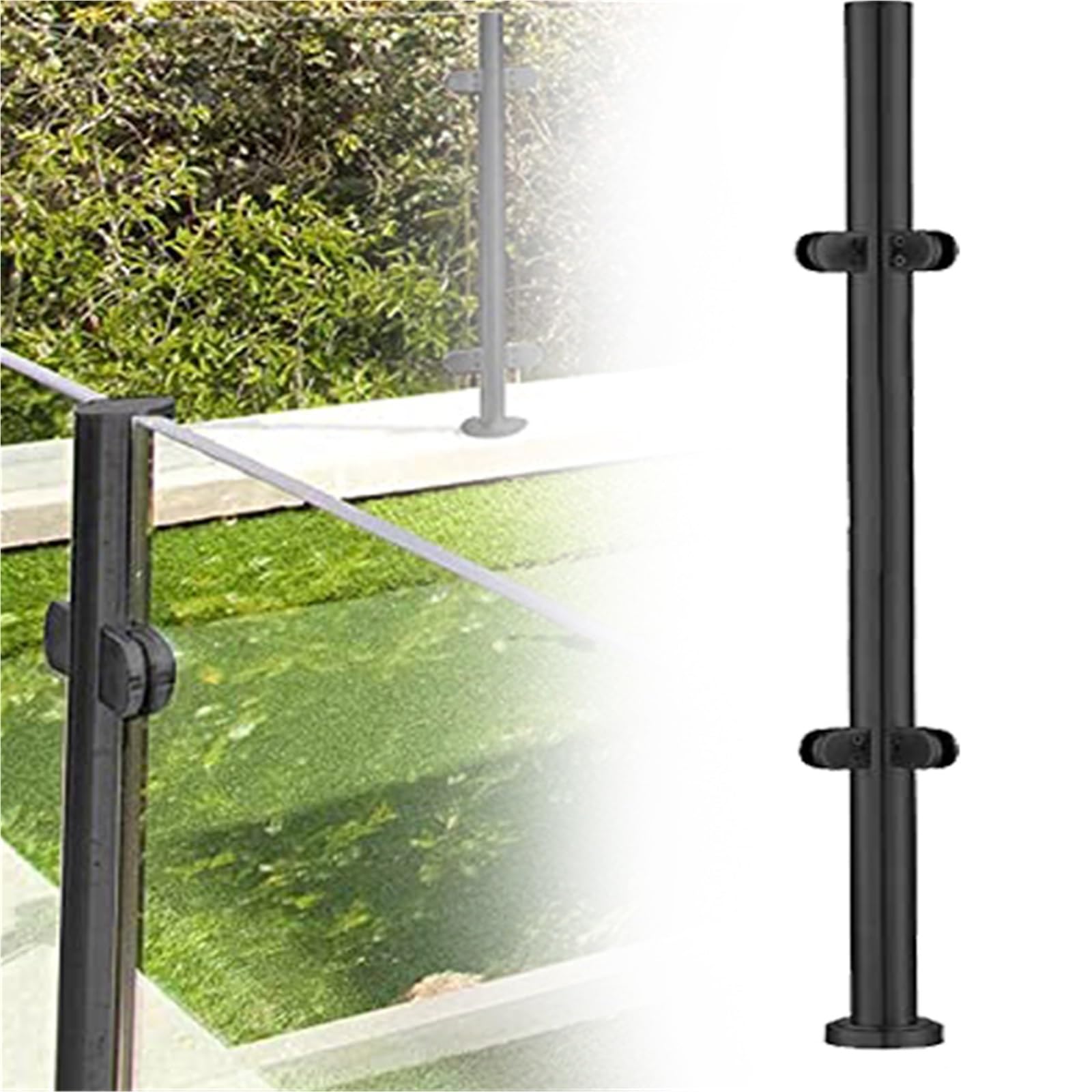 Colonna angolare in acciaio inossidabile 304 con fessure in vetro e finitura dorata e argentata, 60 cm di altezza, per supporto per balconi in vetro