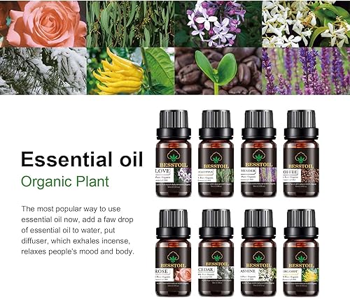 Miniatura 4 de Juego de regalo de aceites esenciales florales, aceites aromáticos puros de aromaterapia, aceites esenciales 100% puros con difusor, humidificador