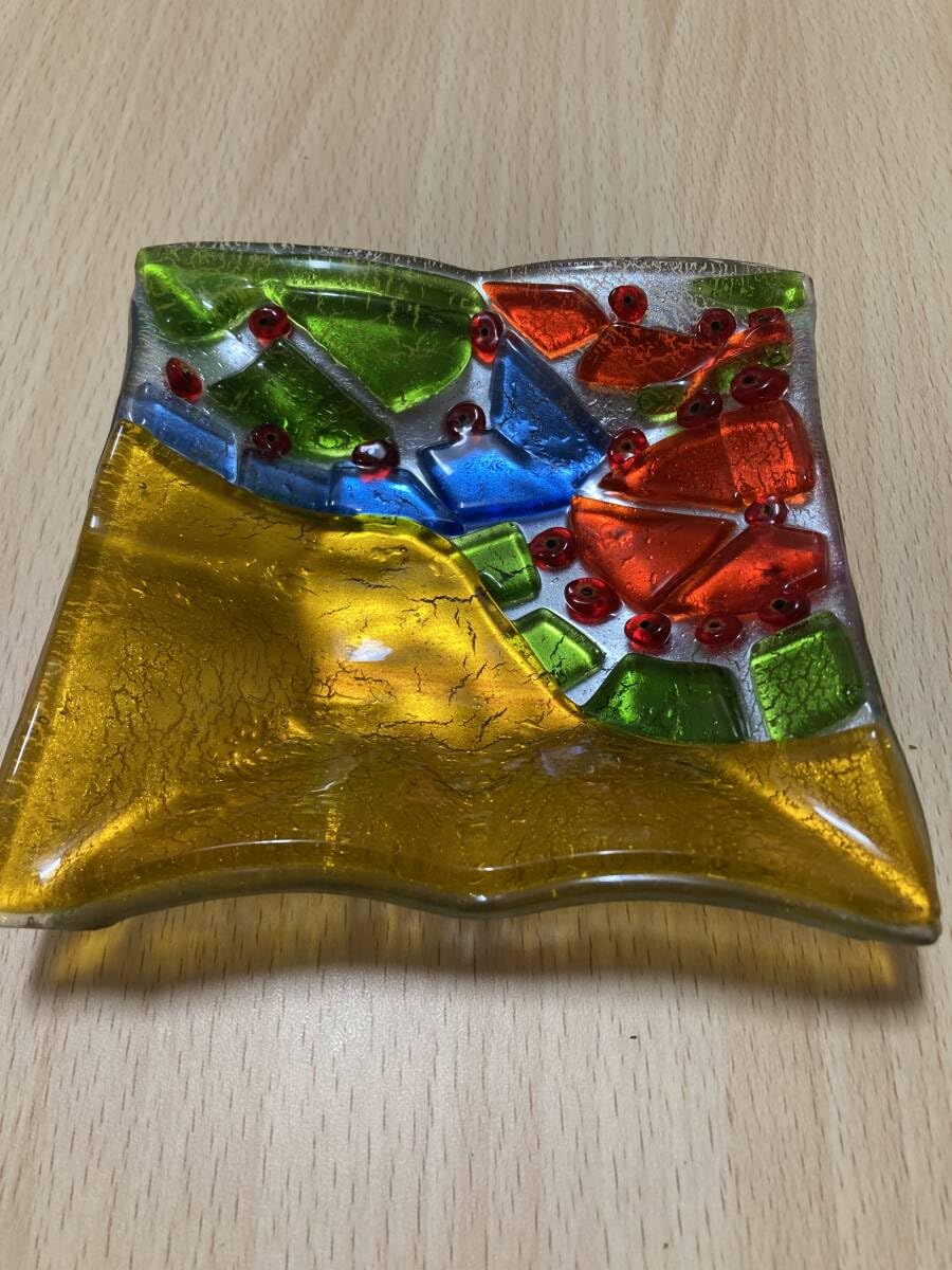 ヴェネチアンガラス ムラーノガラス インテリアトレイ 小皿 ヴェネチアンガラス ムラーノガラス インテリアトレイ 小皿