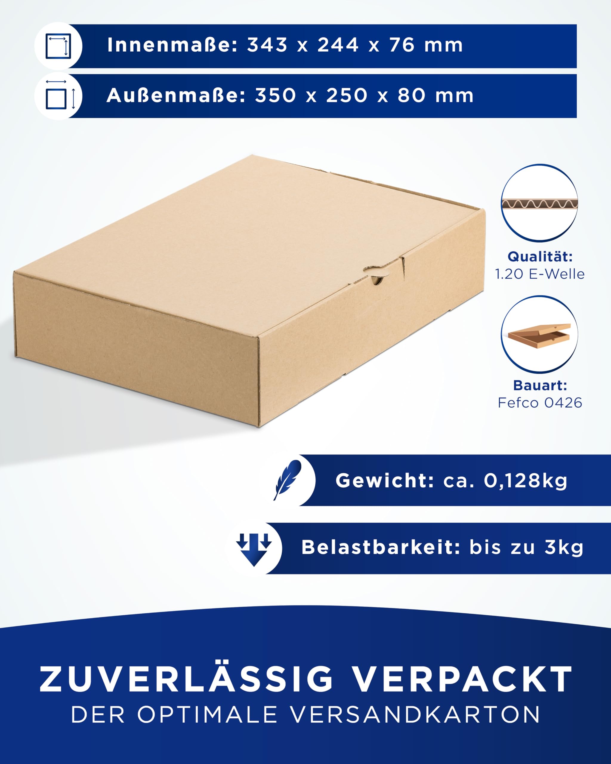 KK Verpackungen Versandkartons 350 x 250 x 80 mm für DHL Kleinpaket | 200 Stück, Faltschachteln für portooptimierte Warensendungen