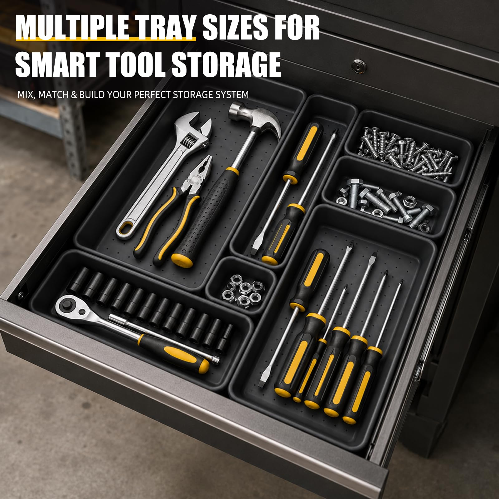 Organisateur de Rangement Tiroir Visserie Atelier 69 Pièces | Rangement des Outils, Drawer Organizer pour Bureau, Salle de Bain, Coiffeuse de Maquillage, Atelier Garage