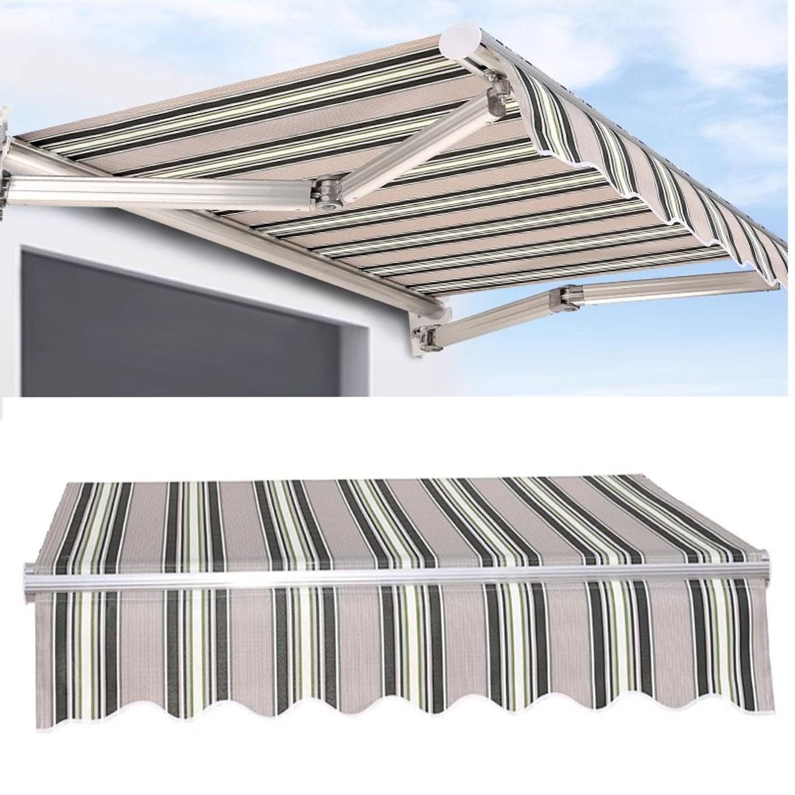 Tenda da Sole Retrattile Manuale/elettrica di Ricambio in Tessuto Tenda da Sole Esterna Impermeabile Tessuto in Poliestere 280 g/m² per tettoia da Balcone, Personalizzabile (Dimensioni(4x3m)