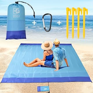 BOGI Sand Proof Beach Blanket, 79" X 83" Large Oversized Waterproof Sandless Beach Mat for 4-8 Adults, Outdoor Lightweight Compact Sand Free Picnic Blanket for Beach Travel Camping Hiking Picnic