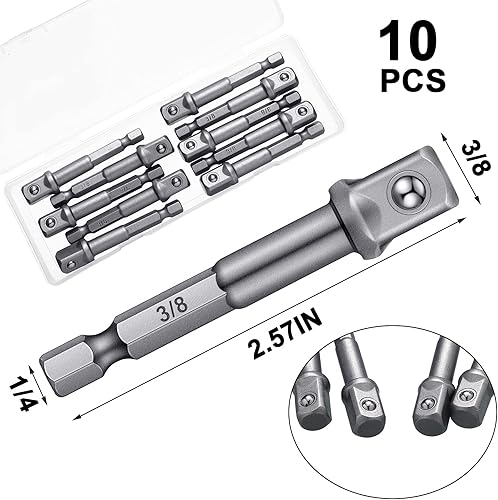 Miniatura 2 de Adaptador de impacto cuadrado para taladros, extensión de brocas de destornillador, adaptador de enchufe de impacto hexagonal para bricolaje