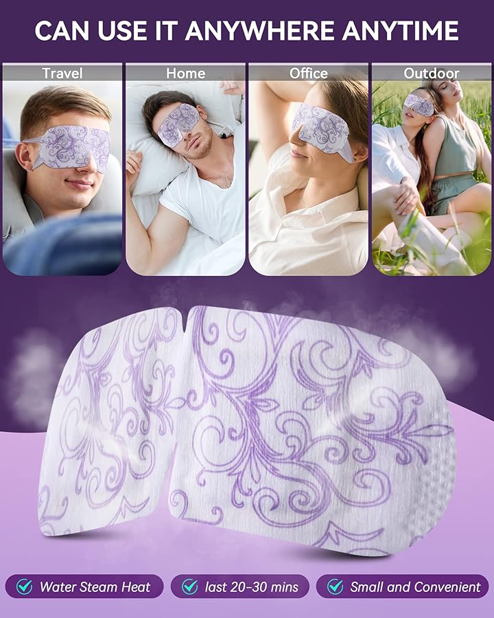 30 Packs Lavender Steam Eye Mask - Heated Eye Mask for Dark Circles and Puffiness Warm Eye Mask for Dry Eye Mask Relief Eye Fatigue Headache Hot Sleep Eye Mask for Disposable Moist Heat Eye Compress - image 3