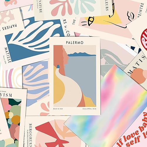 Miniatura 7 de KBKBART Kit de collage de pared pastel danés de 50 piezas, imágenes estéticas, bonitos pósteres daneses pastel de Matisse, impresiones artísticas de
