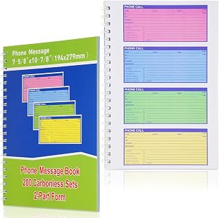 Humyoun 1 Pcs Spiral Bound Phone Message Book with Carbon Copy 7.65 x 11 Inches Colorful Carbonless Telephone Message Pads Duplicate Spiral Phone Call Log Book for Business Office (Green)